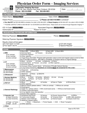 Ohsu Imaging Order Form