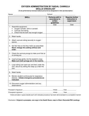 Oxygen Cylinder Daily Checklist  Form