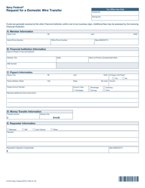 Navy Federal Wire Transfer  Form