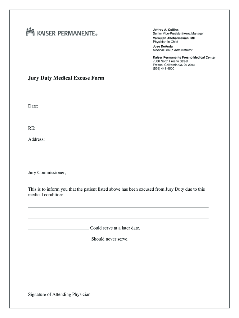 Duty Medical Excuse Form