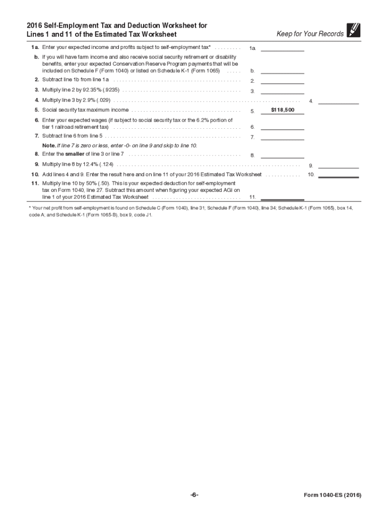  1040es  Form 2016