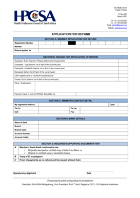 Hpcsa Refund Form