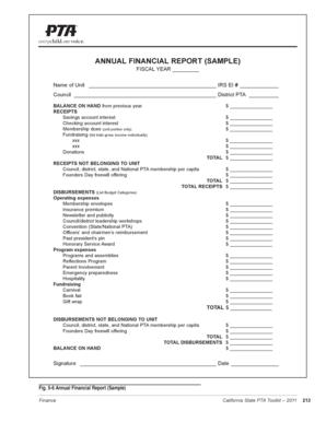  ANNUAL FINANCIAL REPORT SAMPLE California State PTA 2011