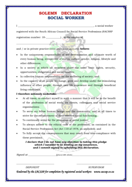 SOLEMN DECLARATION SOCIAL WORKER SACSSP  Form