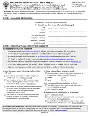 Income Driven Repayment Plan Request This Form is Used to Request an Income Driven Repayment Plan for Federal Student Loans Myco