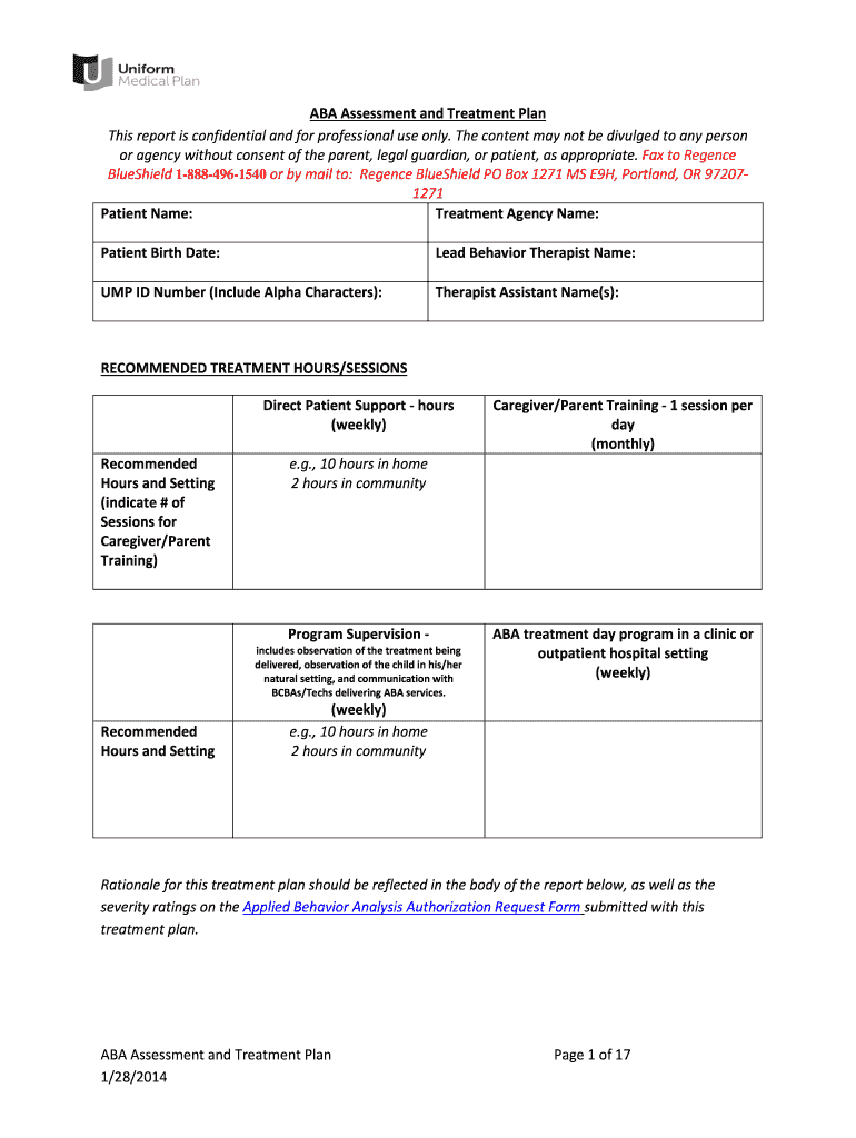  Aba Assessment Form 2014-2024