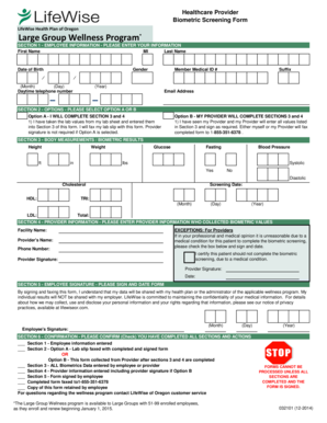 Biometric Screening Form