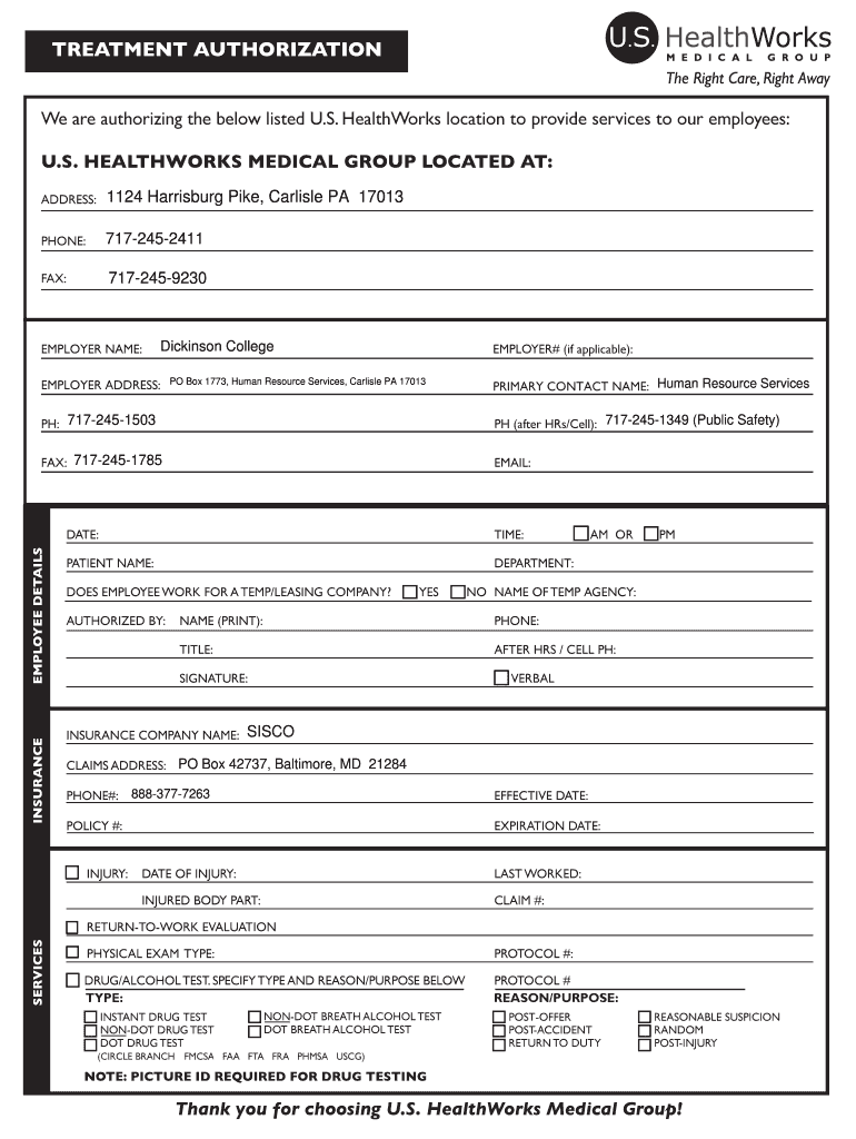 Healthworks Authorization Form