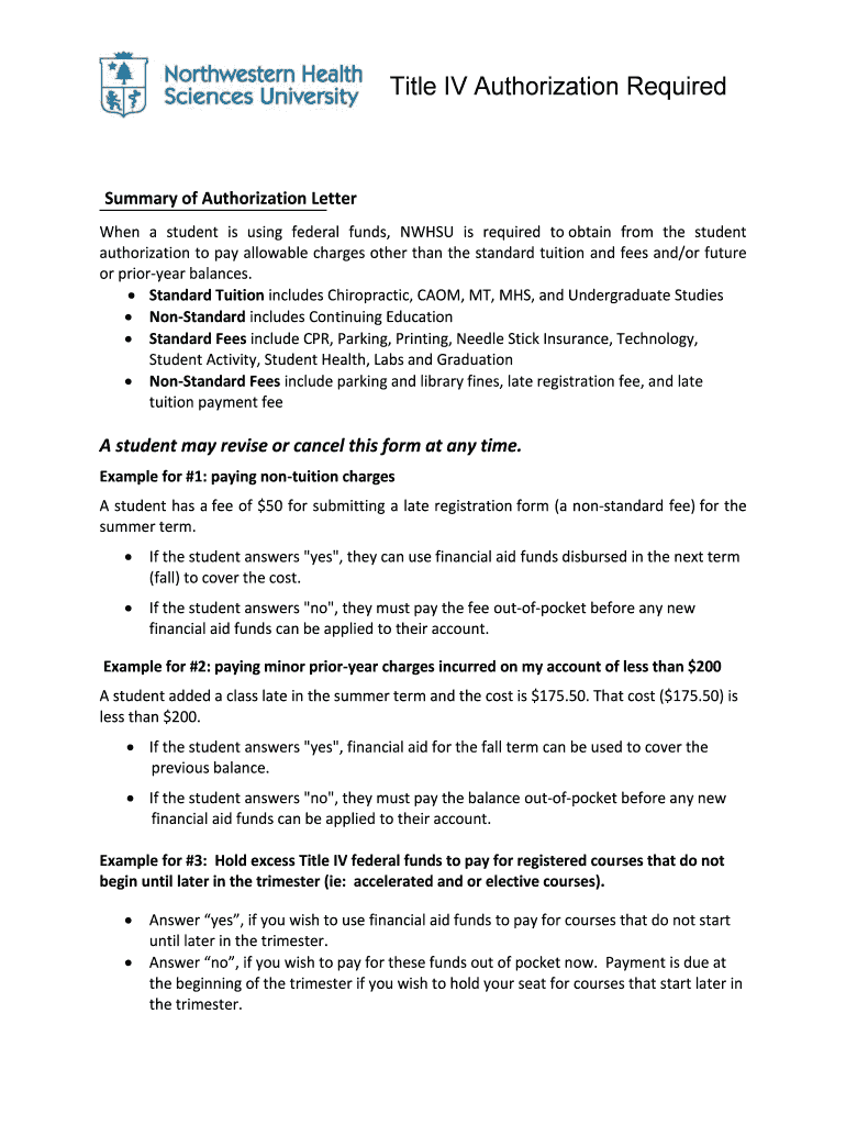 Summary of Authorization Letter Nwhealth  Form