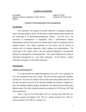 Organic Chemistry Lab Format Examples