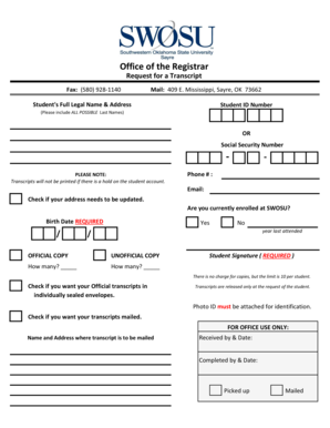 Swosu Transcript  Form