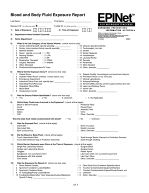 Blood and Body Fluid Exposure Report EPINet Uthsc  Form