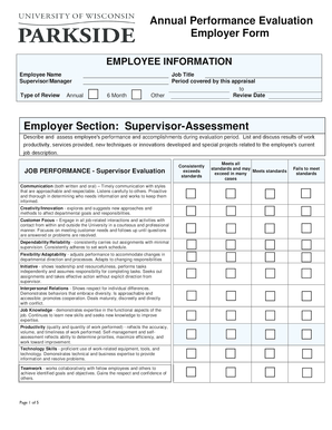 Annual Performance Evaluation Employer Form Parkside Uwp