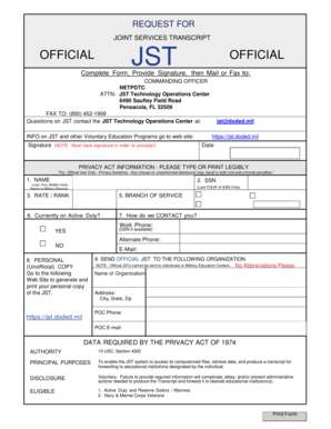 JOINT SERVICES TRANSCRIPT OFFICIAL JST OFFICIAL Coastal  Form