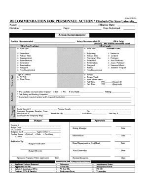 Revised Recommendation for Personnel Action Form 5 8