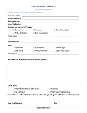 Employee Relations Intake Form