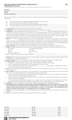 Pre Settlement Possession  Form