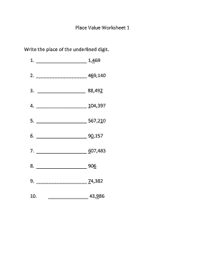 Place Value Worksheet 1  Form