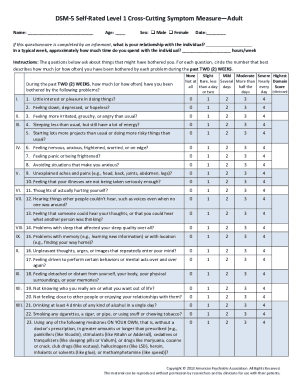 Dsm 5 Cross Cutting Measure PDF  Form