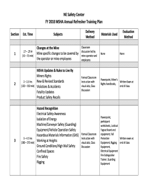 Refresher Training Plan Template  Form