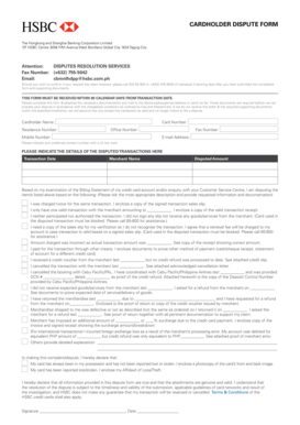 Hsbc Dispute Form