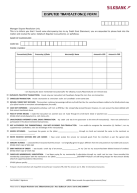 Silk Bank Dispute Form