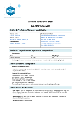 Material Safety Data Sheet CALCIUM CARBONATE Section 1  Form