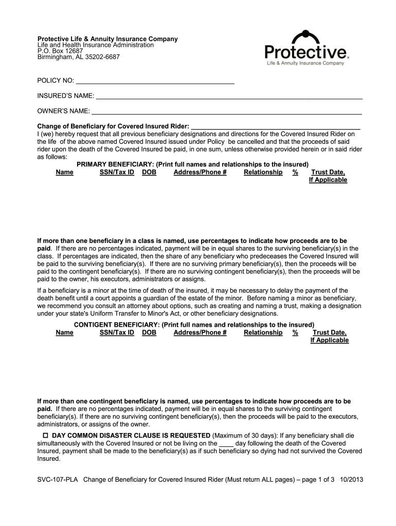 protective life insurance collateral assignment form