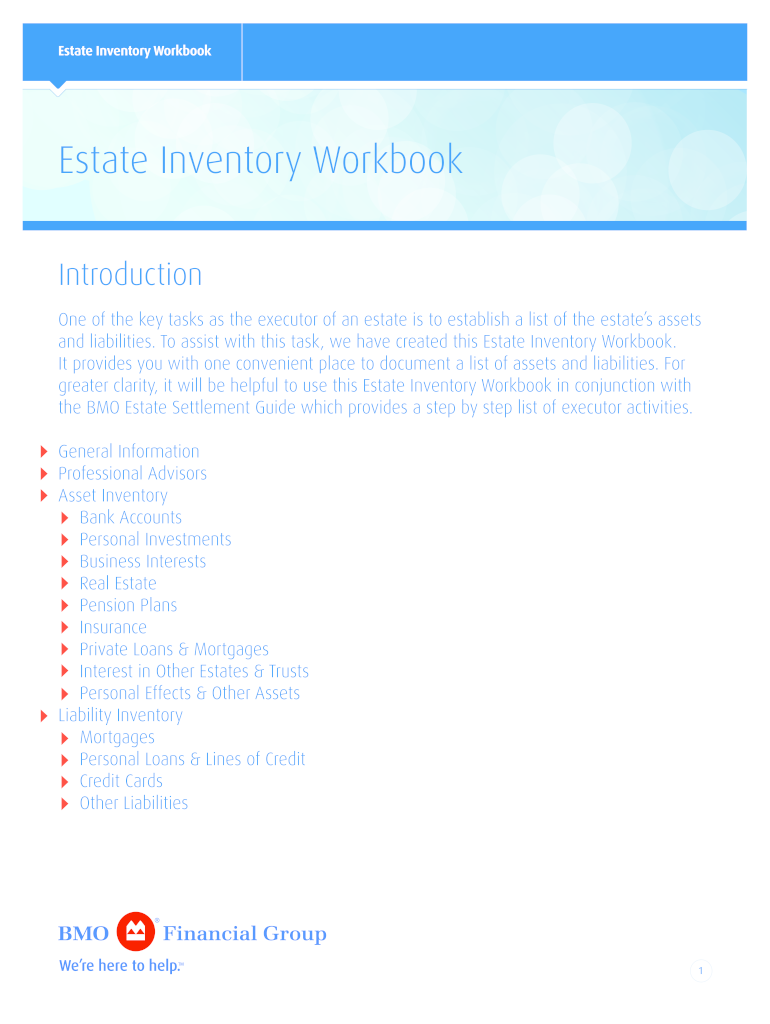 Estate Inventory Workbook  Form
