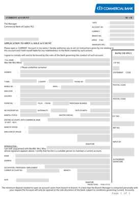 Commercial Bank Statement Sri Lanka  Form