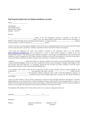 Sole Proprietorship Letter Sample  Form