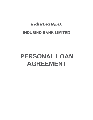 PERSONAL LOAN AGREEMENT IndusInd Bank  Form