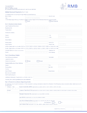 Global Outward Payments Bank Sale RMB  Form