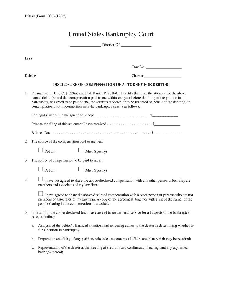  Form 2030 Bankruptcy 2015-2024