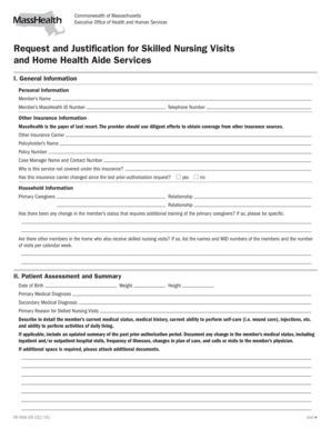 Request and Justification for Skilled Nursing Visits and Mass  Form