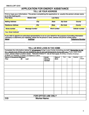  Printable Energy Assistance Application South Dakota 2015-2024