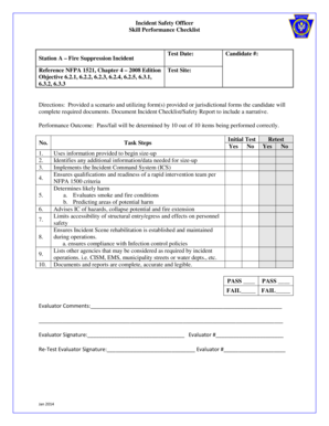 Fire Department Safety Officer Checklist  Form