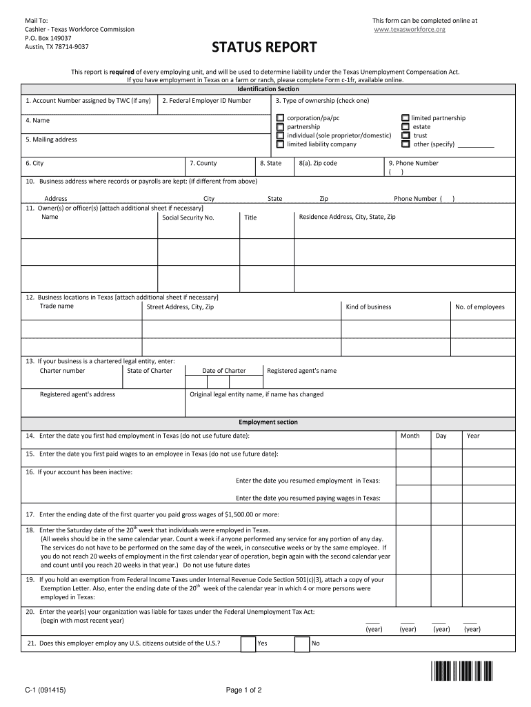  Texas C 1 Form 2015-2024