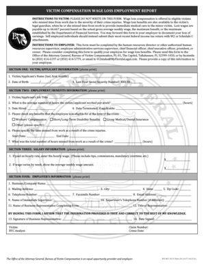 VICTIM COMPENSATION WAGE LOSS EMPLOYMENT REPORT  Form