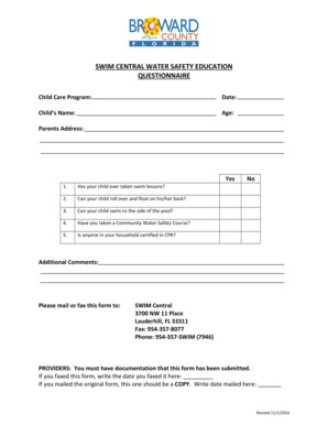 Swim Central Broward  Form