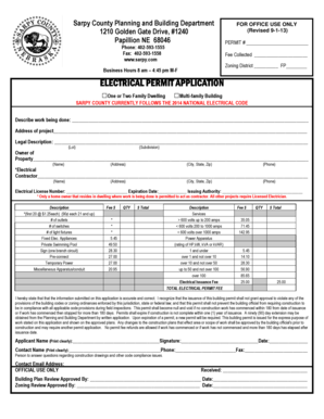 ELECTRICAL PERMIT APPLICATION Sarpy County Nebraska  Form