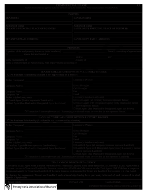 Pennsylvania Association of Realtors Commercial Lease  Form