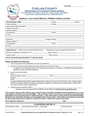  Chelan County Short Term Rental Application 2015