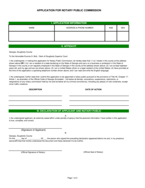 Dougherty County Notary Application  Form