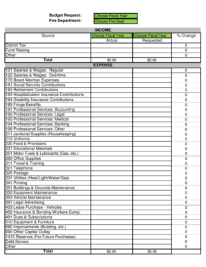 Fire Department Budget Template  Form