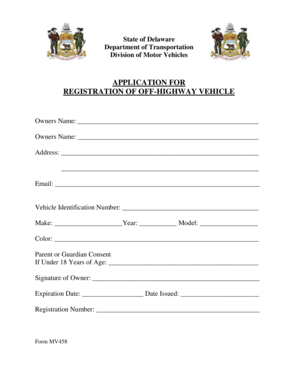 De Highway Vehicle  Form