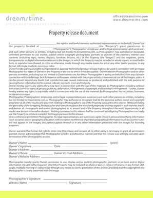 Property Release Document Dreamstime  Form