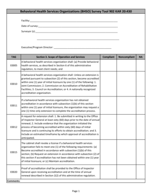 Behavioral Health Services Organizations BHSO Survey Chfs Ky  Form