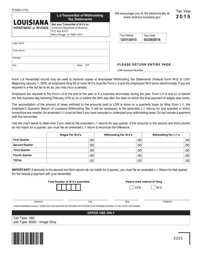  Louisiana R 1203  Form 2015