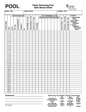 PoolDaily Record Sheet Coklamathorus  Form